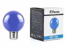 Белт-лайт Лампа E27 G60 3W синяя Матовая Feron LB-371