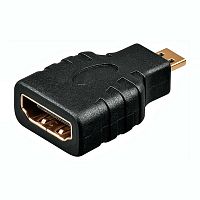 Переходник HDMI штекер micro - HDMI гнездо пластик GOLD  17-6815