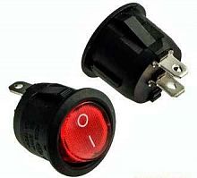 Выключатель ON-OFF 2P 6A 250v  D= 20мм круг вогнут. красный KCD1-101-5-C3-R/2P  107362