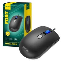 Мышь проводная Perfeo Fort USB бесшумная черная 3 кнопки 1000 dpi шнур 1,8м