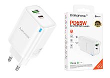 Блок питания 1*USB QC3.0 +1*Type-C PD65w в розетку Borofone BA87A