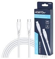 Шнур USB Type-C штекер - Type-C штекер 60w силикон 2м белый  Robiton P23S2