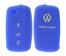 Чехол брелока Volkswagen KB-L064 (3-кнопки) выкидной ключ(Синий)
