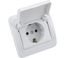 Розетка 1-гн с/з СП 16А IP20 с крышкой белая Валери UNIVersal