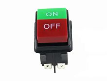 Выключатель клавишный, (ON-OFF) KCD3-03/4P, зеленый/красный, с фиксацией