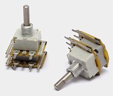 Резистор переменный 100 кОм стерео на плату и корпус 5-pin вал F 20 мм СП3-33-25