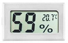 Термометр цифровой +  гигрометр  на ж/к, под батарейки 2 х G13  внутр датч, -50 +70,  белый  