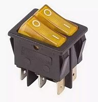 Выключатель ON-OFF 6P 15A 250v 28х22мм двойной с подсветкой жёлтый SC797