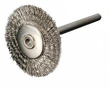 Щетка проволочная 25 мм "диск" из нержавеющей стали,  для дрели,  хвостовик 3 мм