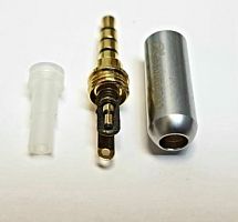 Разъем 3,5 штекер 4-pin металл серебристый GOLD удлиннённый, 4 мм. ввод кабеля с резинкой