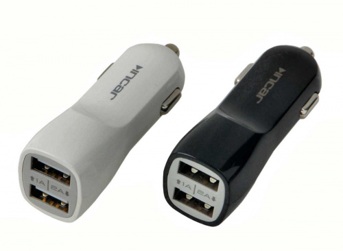 БП авто вх.12v, вых. 2x USB 5v (1A+2A), в прикуриватель (UB-2) (INCAR USB-2W/AUTO)