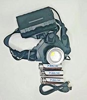 Фонарь налобный ZOOM BL-T50-P50, аккумуляторный,,акк.18650 3шт.в комплекте, новейшия суперяркий светодиод XHP70.2, задний красный отключаемый фонарь, настраиваемый фокус, шнур USB для зарядки.