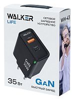 Блок питания USB QC18w +Type-C PD35w в розетку Walker WH-43 GaN