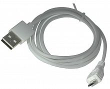 Шнур USB A штекер - micro USB штекер 1м белый в пакете ROBITON P5