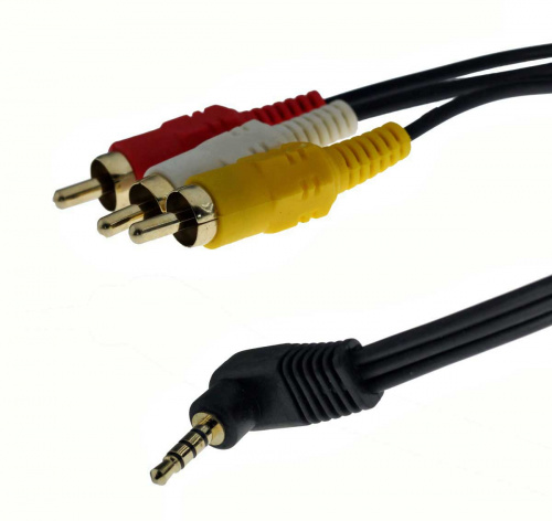 Шнур 3,5(4 контакта) штекер - 3RCA штекер 1,5м  LONG пластик GOLD DAYTON