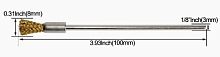 Щетка проволочная  8 мм "кисть" из латуни,  для дрели,  хвостовик для ЧПУ XCAN 3,175мм., длина 100мм