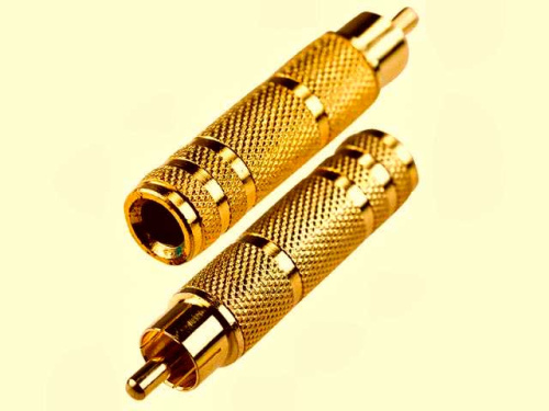 Переходник RCA штекер - 6,3 гнездо моно металл Gold фото 2