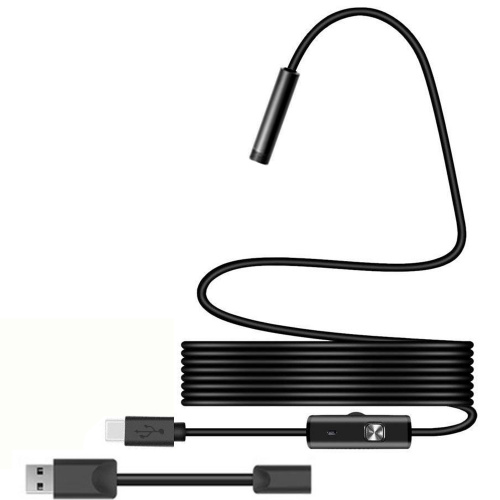 Видеоэндоскоп  2 м.жесткий провод,7 мм, 640х480, IP67, 3.насадки, TYPE-C, Micro-USB, Win/Android/Mac фото 2