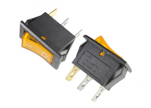 Выключатель ON-OFF 3P 10A 250v 25х10мм с подсветкой жёлтый KCD3-101N-1C  185-060