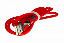 Шнур USB A штекер - iPhone-5/5s/6/7  1м  2.4A защита от изломов красн/жёлт. со светодиодом