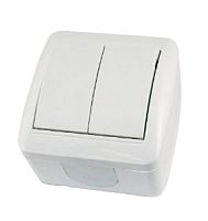 Выключатель 2-кл ОУ 10А IP44 наружный белый Селигер TDM