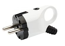 Вилка угловая с кольцом с/з 16A бело-черная REXANT