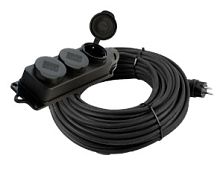 Удлинитель Stekker с/з  3 гн  20м 16A IP44  КГ 3х1,5мм2 черный
