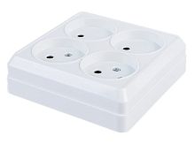 Розетка 4-гн б/з ОП 16А IP20 квадрат белая Олимп UNIVersal 1164