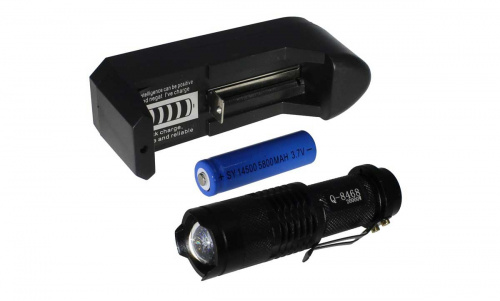 Фонарь LED-3 W (Li-14500 аккумулятор+ЗУ от сети) 1АА (Q-8468)