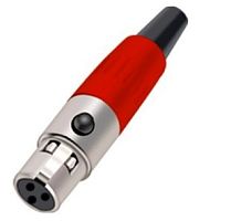 Разъем XLR mini гнездо 3-pin на кабель, Connector, красное