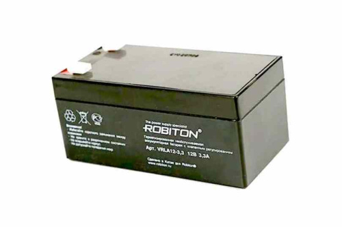 Аккумулятор 12 V  3.3 Ah Robiton свинцовый 134х67х61мм фото 2