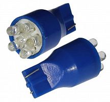 Лампа АВТО T13 LED-6  3 mm bulbs синий