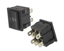 Выключатель ON-OFF-ON 6P 3A 250v 18х22мм черный MRS-203(A) on-off-on  56825
