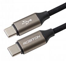 Шнур USB TYPE-C штекер - TYPE-C штекер 45w 1м черный  ROBITON P22