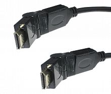 Шнур HDMI штекер - HDMI штекер 2м пластик GOLD угловой 360°, фильтр REXANT 17-6204-3