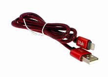Шнур USB A штекер - Lightning 1м 2,4A нейлон угловой, повышенная прочность, с индикатором