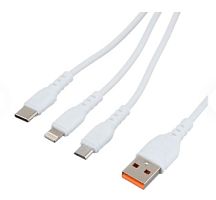 Шнур USB штекер - Lightning+Micro+Type-C 3в1 2,4A 1м белый GoPower GP05-3-1