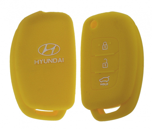 Чехол брелока  Hyundai KB-L055 (3-кнопки)(Ж)на выкидной ключ(Желтый)