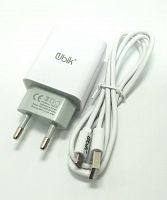 Блок питания 5v, 2A 10W  пластик, вых: 2х USB A гн+ шнур micro USB  UBIK