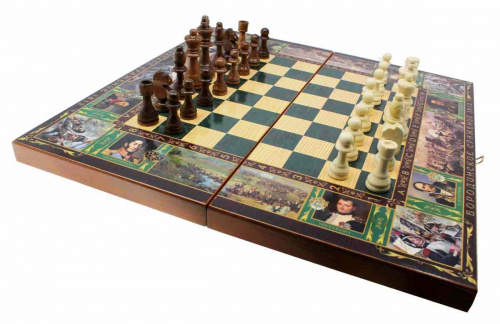 Нарды, шахматы, шашки 3 в 1 большие "Бородинское сражение" фото 4