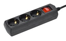 Удлинитель Generica  3 гн 3м с/з 3х1мм2   с выключателем черный