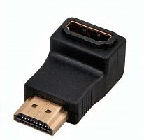 Переходник HDMI штекер - HDMI гнездо пластик угол GOLD (17-6805)