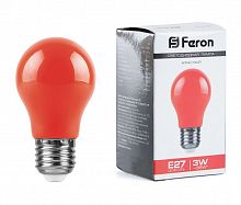 Белт-лайт Лампа E27 A50 3W красная Матовая Feron LB-375