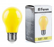 Белт-лайт Лампа E27 A50 3W желтая Матовая Feron LB-375