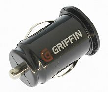 БП авто вх.12v, вых. 2 x USB  5v (2.1A+1А) в прикуриватель, короткий черный/белый (GRIFFIN) (ДАК)