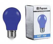 Белт-лайт Лампа E27 A50 3W синяя Матовая Feron LB-375