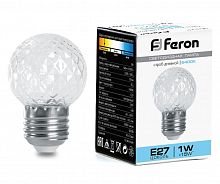 Белт-лайт Лампа-строб E27 G45 1W 6400K Прозрачная Feron LB-377