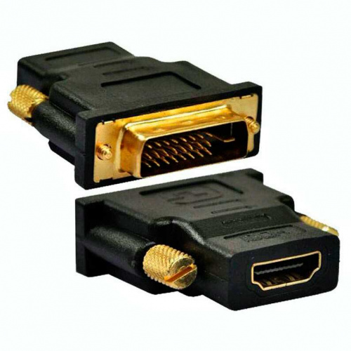 Переходник DVI штекер - HDMI гнездо пластик GOLD (5-883G)