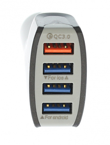 БП авто вх.12v, вых. 4 x USB (2,1А+1А+1А+1А) (Quick Charge  Qualcomm) (ДАК) фото 4