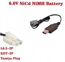 ЗУ для Ni-MH аккумуляторов 4.8.6v 250mA, LED, USB, шнур 2-pin L6.2-2P KET-2P Tamya plug 50 см. 